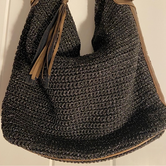 Studio 803 Black handbag crochet knit
metallic thread accent women’s purse Bag - Picture 14 of 14